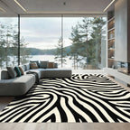 Bold Black Ivory Zebra Print Rug