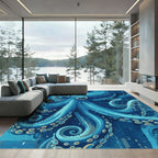 Deep Blue Octopus Swirl Ocean Rug