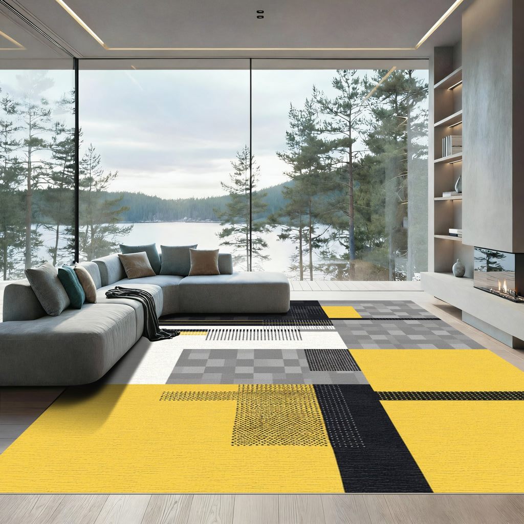 Modern Pixelated Geometric Abstract Rug
