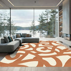 Terracotta Swirl Abstract Line Art Rug