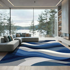 Deep Blue Wave Landscape Abstract Rug