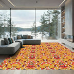 Golden Ochre Abstract Symmetrical Medallion Rug