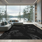 Dark Gray Tiger Jungle Scene Rug