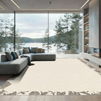 Taupe Floral Border Garden Rug