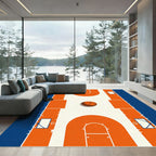 Orange Blue Basketball Court Rug
