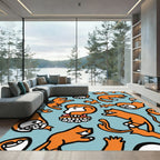 Whimsical Orange Cat Chaos Rug