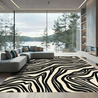 Bold Black Cream Swirl Rug