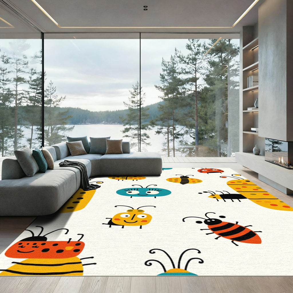 Whimsical Ladybug Bee Bug Array Rug