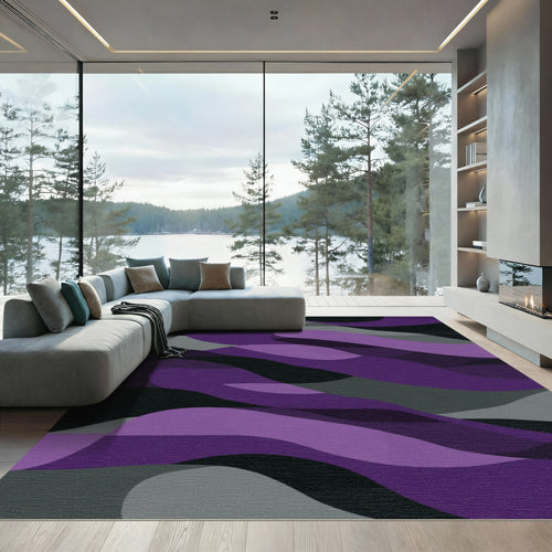 Amethyst Waves Abstract Overlay Rug