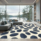 Navy Blue Abstract Blob Composition Rug