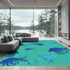 Deep Blue Ocean Cephalopod Swirl Rug