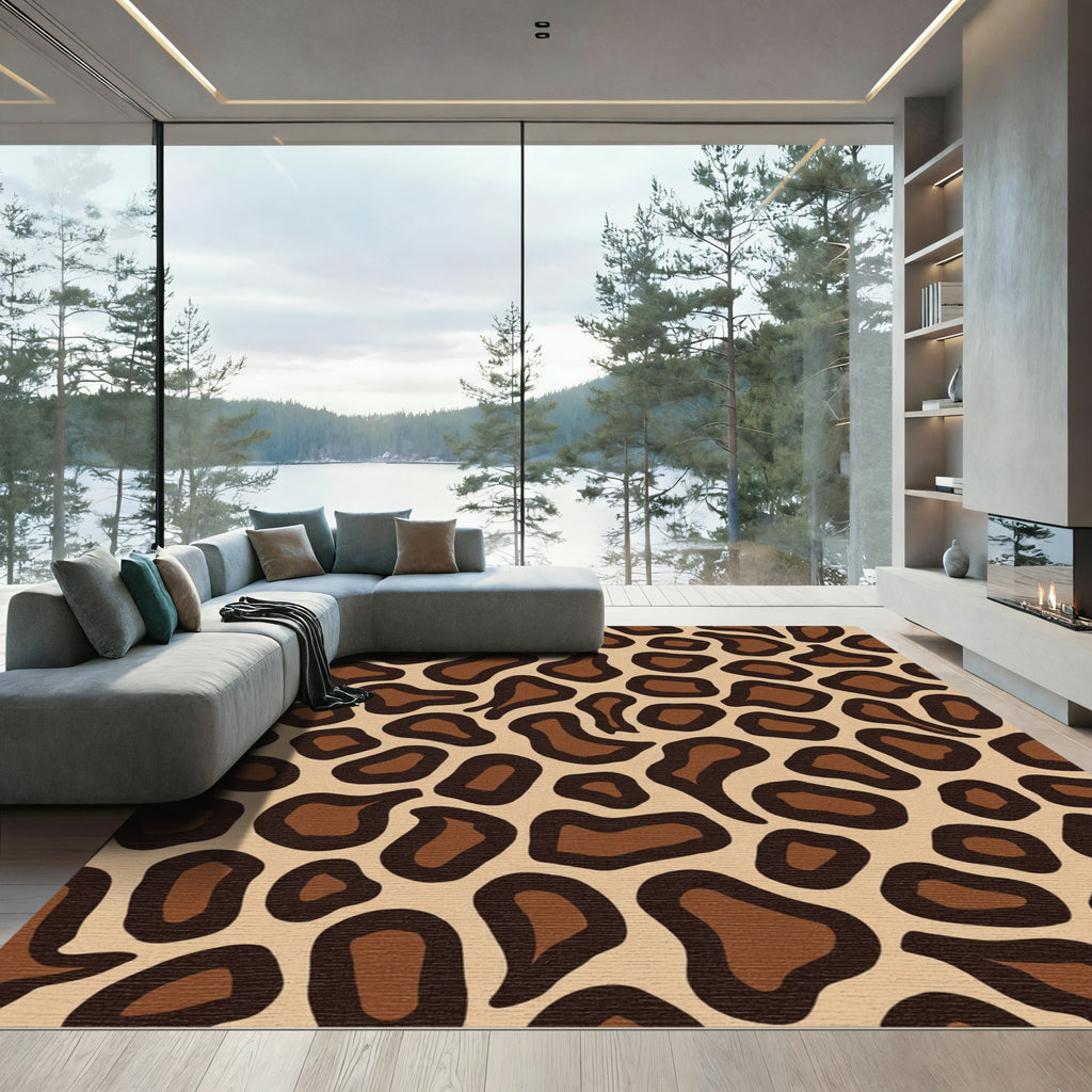 Brown Beige Animal Spots Rug