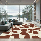 Abstract Brown and Cream Geometric Forms Rug