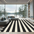 Bold Black Ivory Vertical Stripe Rug