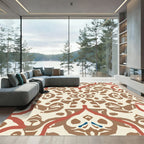 Terracotta Crimson Ivory Arabesque Rug