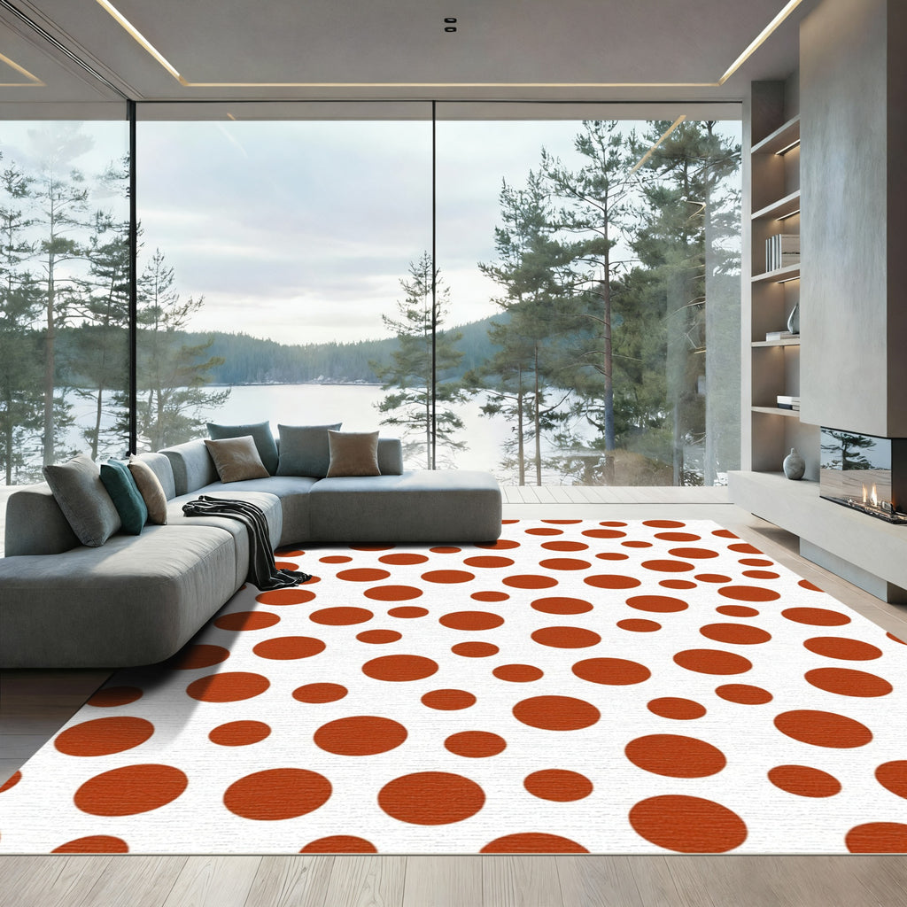 Rustic Terracotta Polka Dot Scatter Rug