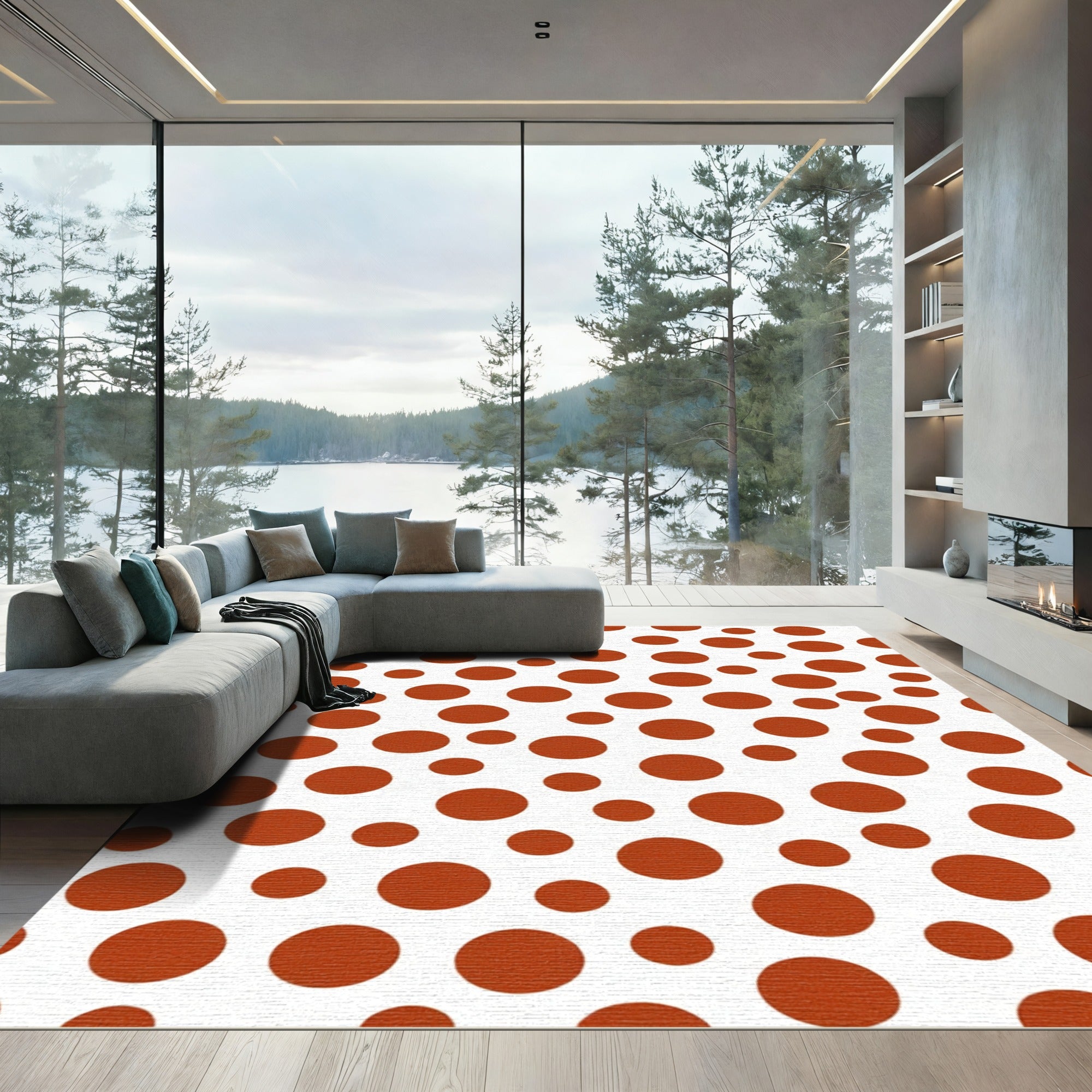 Rustic Terracotta Polka Dot Scatter Rug