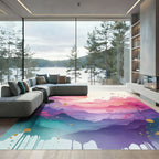 Serene Pink Mountain Cherry Blossom Vista Rug