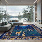 Enchanted Forest Deer Woodland Scene Rug
