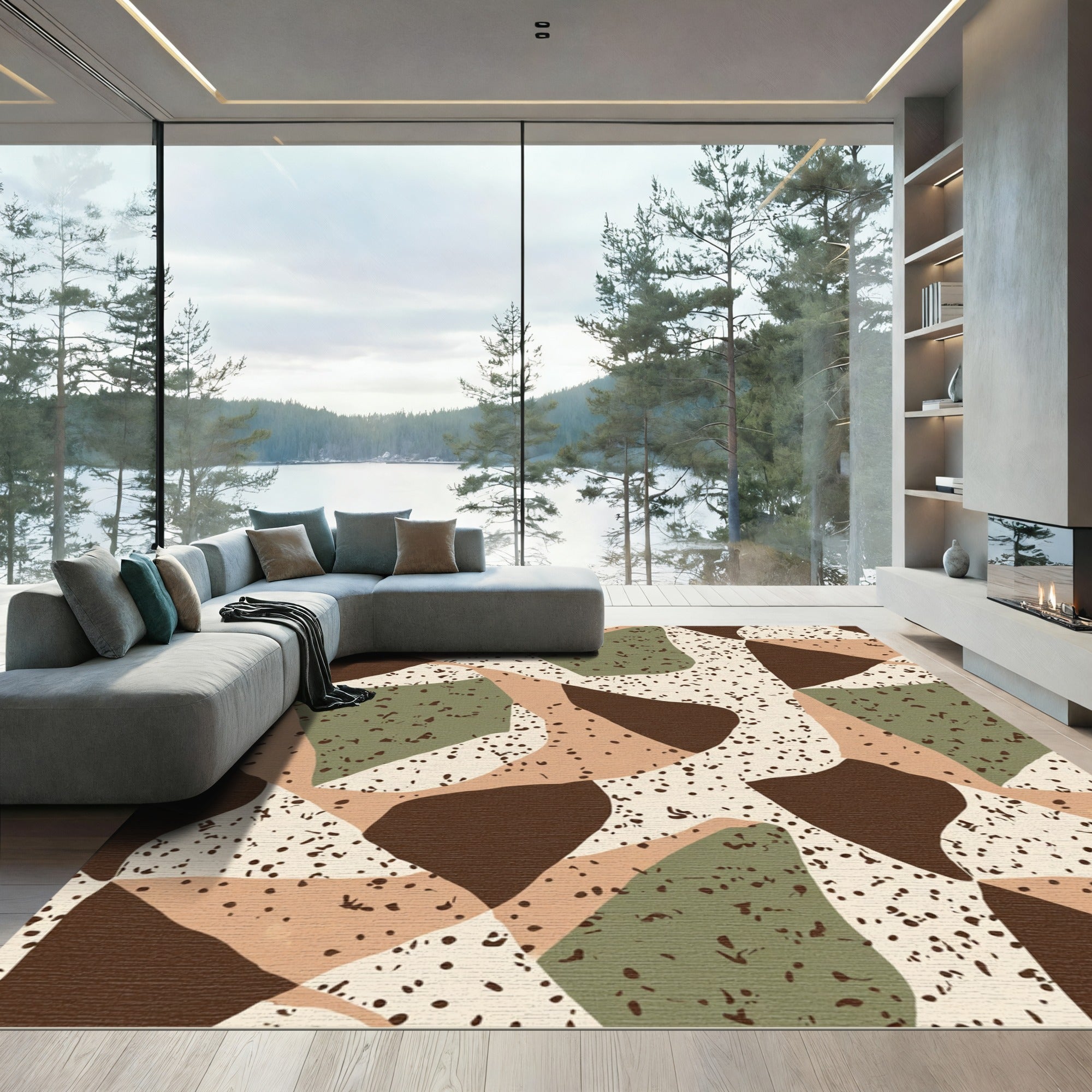 Earthy Organic Terrazzo Shape Rug