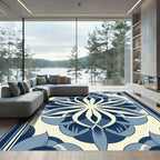 Blue Floral Medallion Symmetric Rug