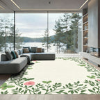 Whimsical Green Butterfly Floral Vine Rectangular Rug