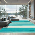Abstract Teal Horizontal Stripe Rug