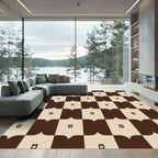 Modern Brown Checker Square Rug