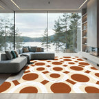 Brown Cream Swirl Dot Geometric Rug