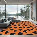 Orange Black Irregular Geometric Splash Rug