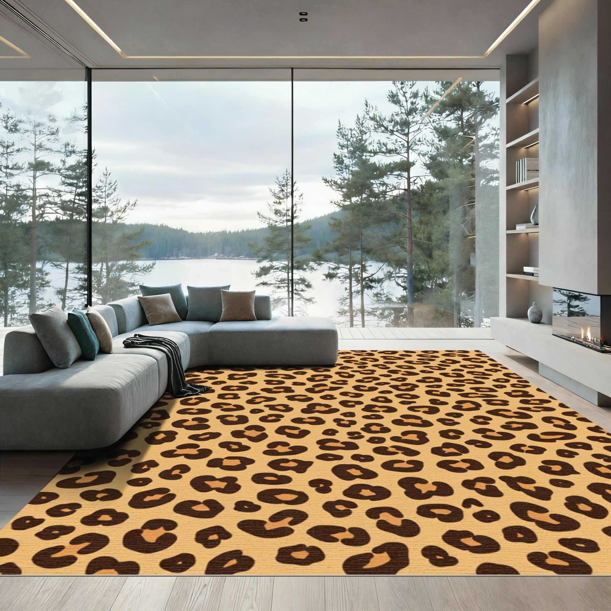 Terracotta Tan Spotty Wild Animal Rug