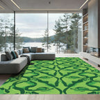 Emerald Green Abstract Swirl Reflection Rug