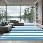 Blue White Striped Contemporary Harmony Rug