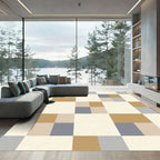 Warm Neutral Toned Geometric Squares Rug