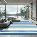 Navy White Multi Stripe Rug