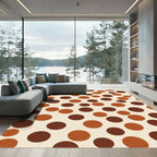 Earthy Brown And Orange Polka Dot Rug