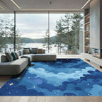 Dreamy Blue Cloudscape Stars Rug