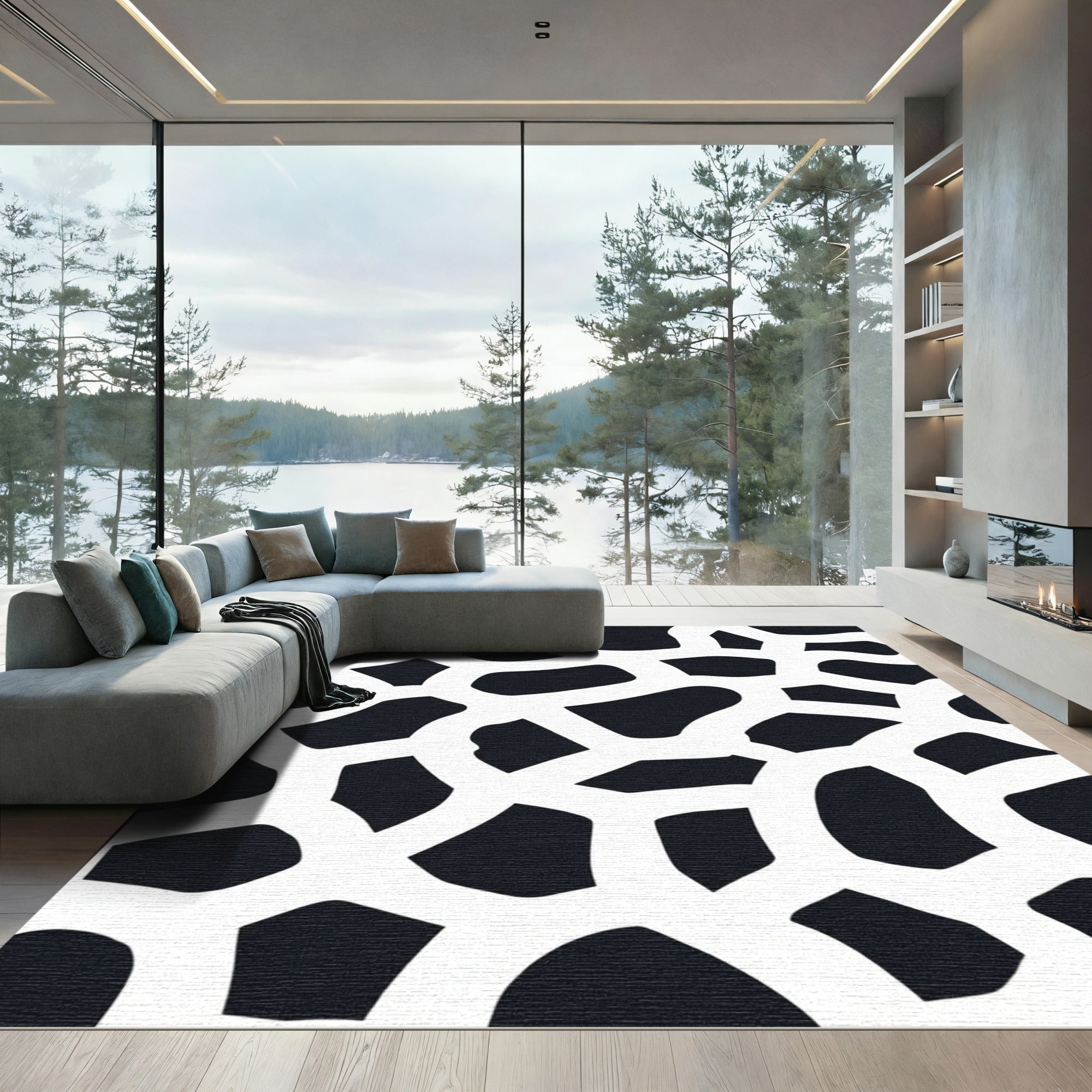 Black White Organic Connection Rug