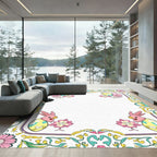 Pink Bunny Egg Floral Border Rug