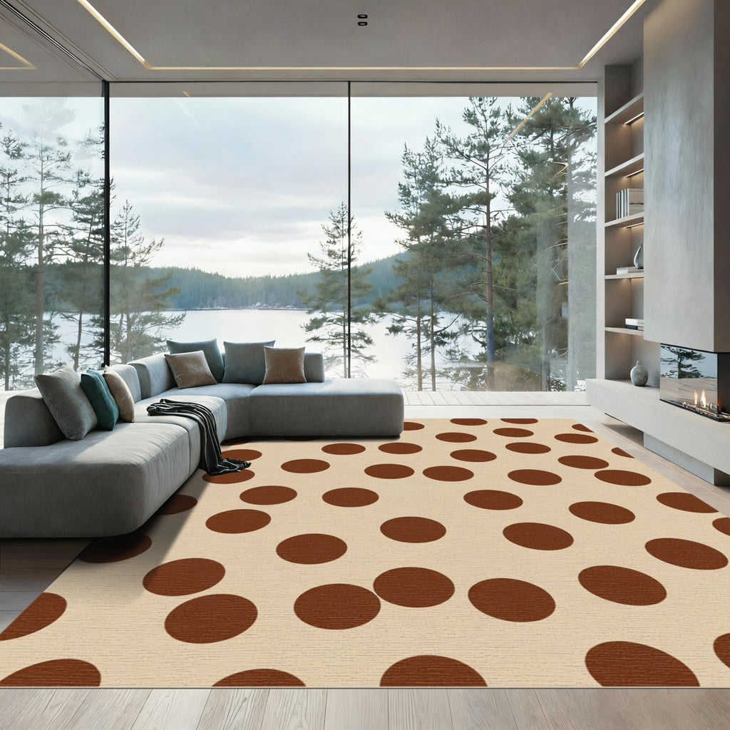 Brown Polka Dot Neutral Field Rug
