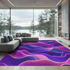 Vibrant Purple Pink Wavy Flow Rug