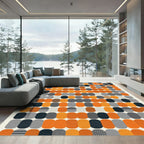 Retro Orange Gray Capsule Grid Rug