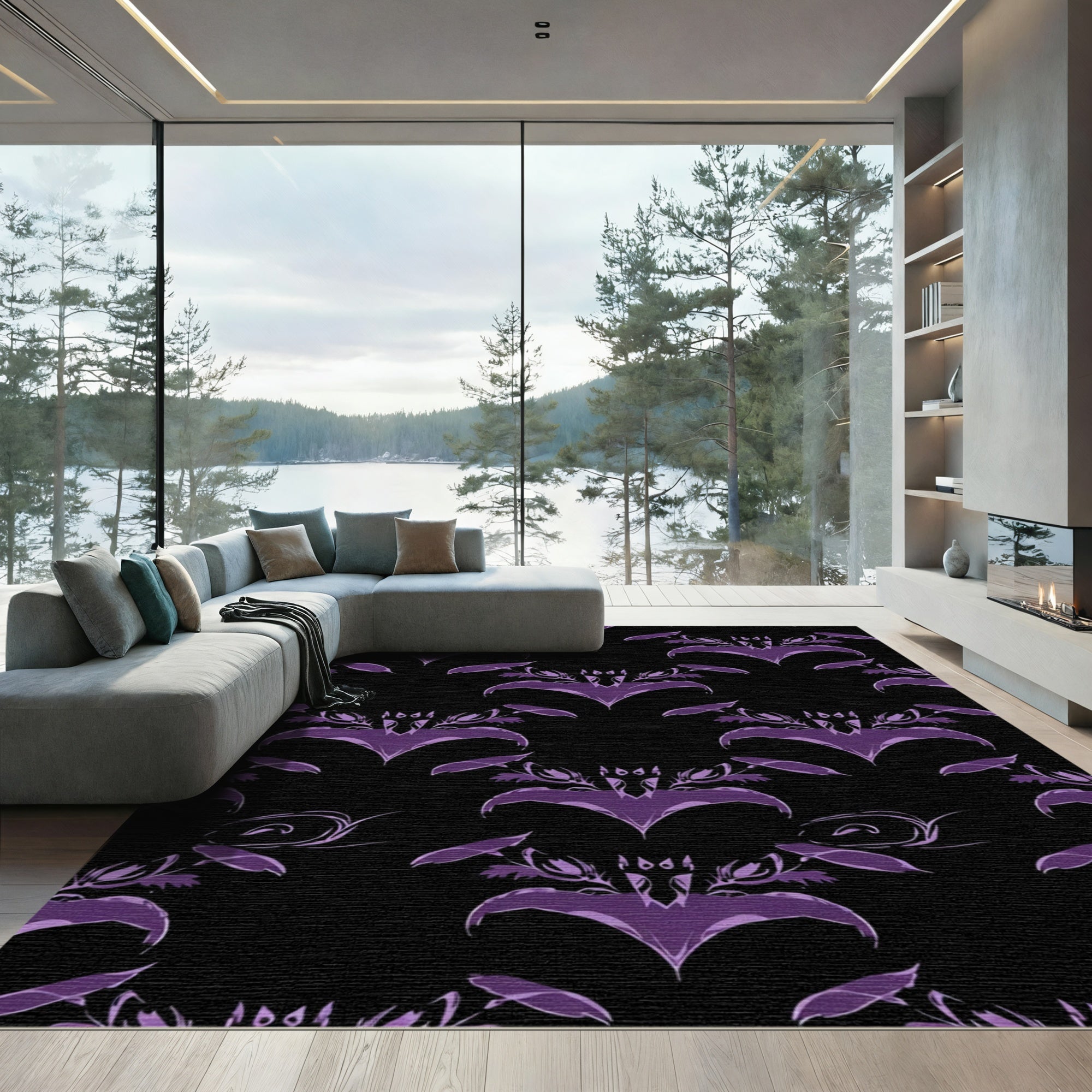 Amethyst Floral Symmetry Pattern Rug