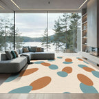 Terra Cotta Blue Organic Shapes Rug