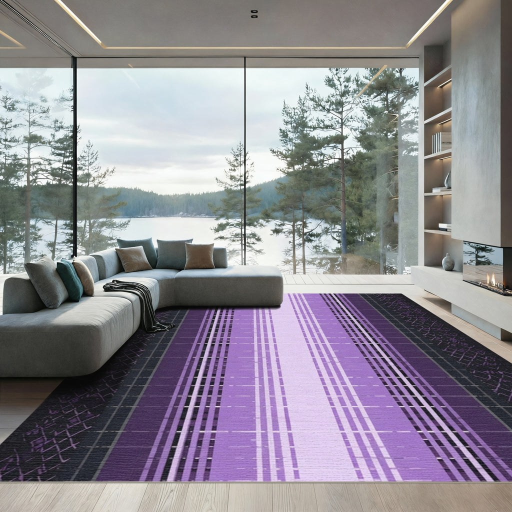 Gradient Purple Plaid Lattice Rug