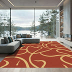 Terracotta And Ochre Abstract Swirl Rug