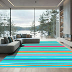 Bold Multicolored Horizontal Stripe Rug