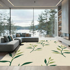 Green Leaf Branches Cream Ground Rug