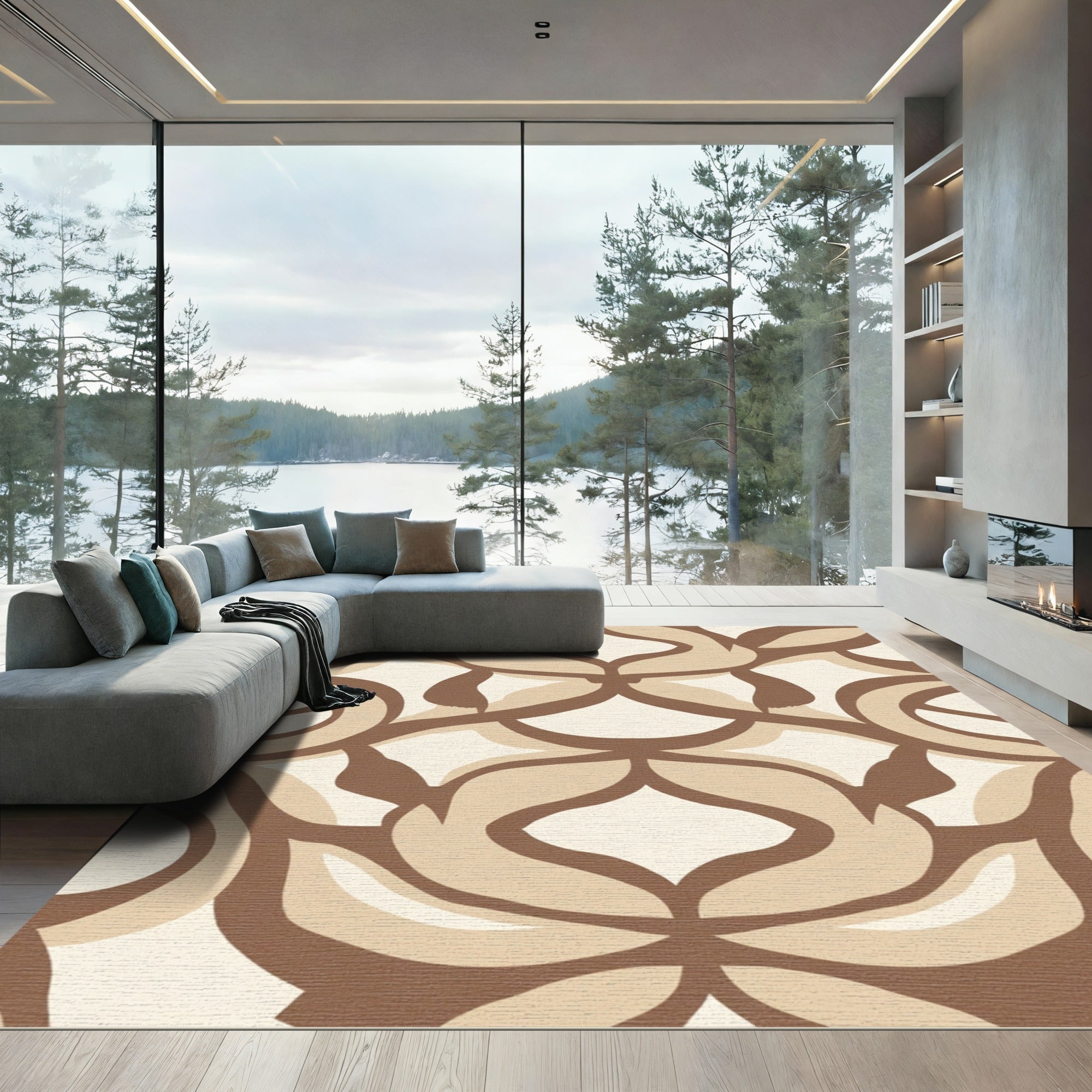 Brown Cream Organic Links Composition Rug