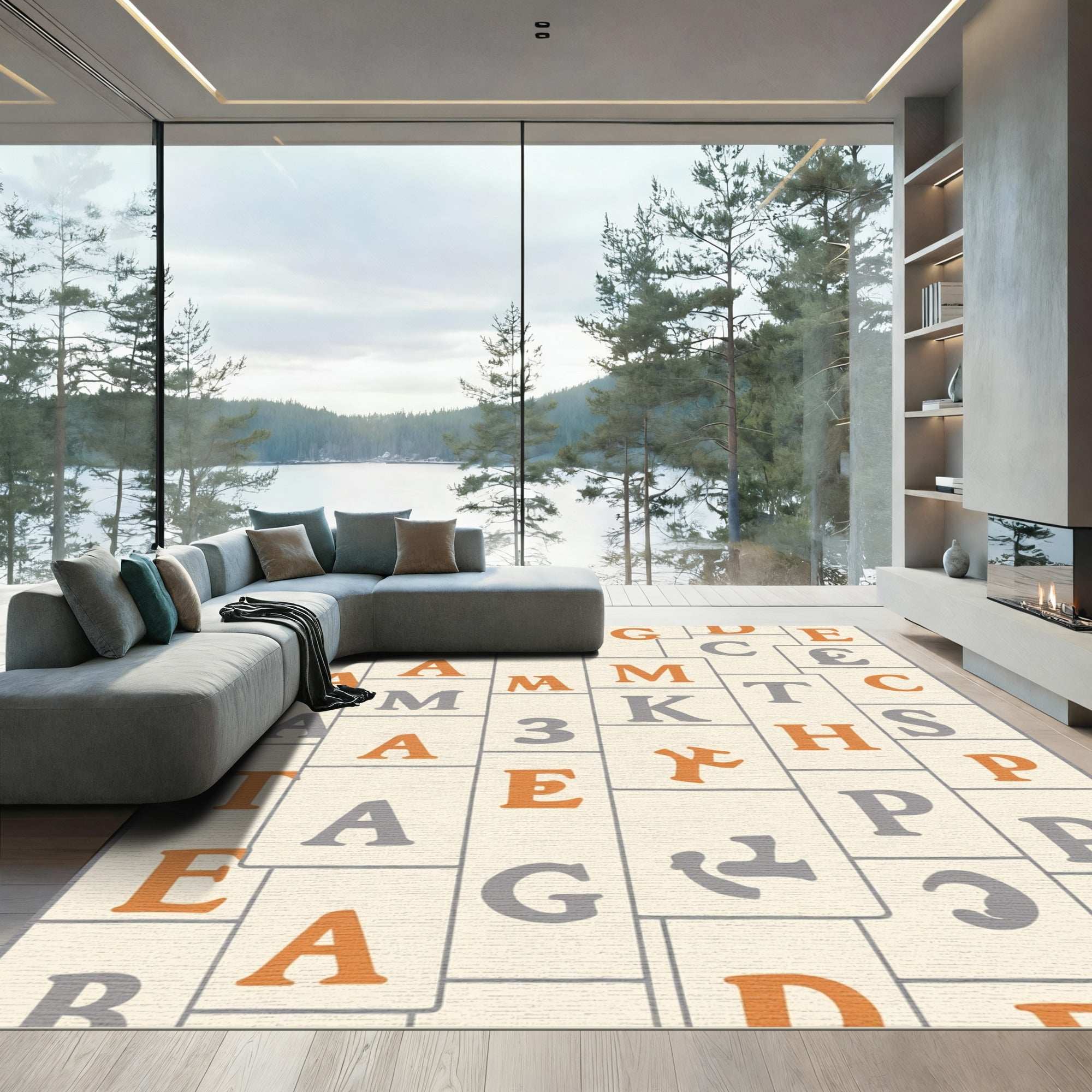 Vintage Alphabet Tile Collage Rug